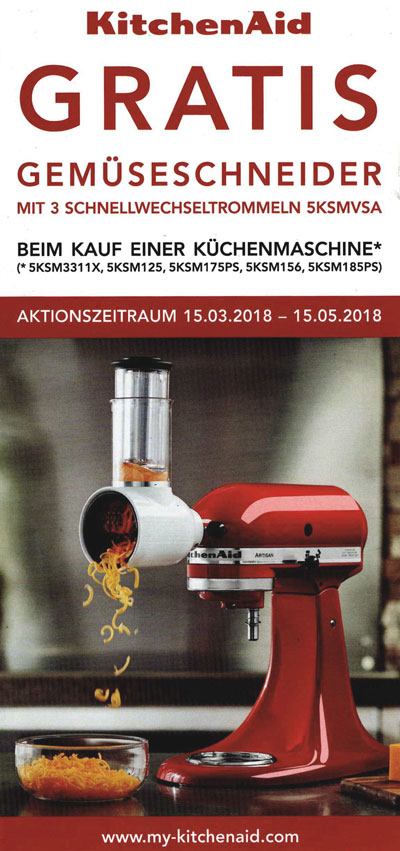 Gratis-Aktion für KitchenAid Artisan Küchenmaschinen