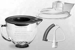 Upgrade-Kit KitchenAid Glasschüssel, Flexi-Rührer und Spritzschutz gratis von uns dazu!