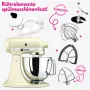 KitchenAid Starterpack: KitchenAid Artisan Küchenmaschine 4,8 L - CREME -  inkl. Profi-Spritzschutz Zuhälter und Profi-Edelstahl-Rührelemente Teigpeitsche, Schaumschläger & Tornado