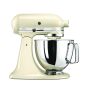 KitchenAid Starterpack: KitchenAid Artisan Küchenmaschine 4,8 L - CREME -  inkl. Profi-Spritzschutz Zuhälter und Profi-Edelstahl-Rührelemente Teigpeitsche, Schaumschläger & Tornado